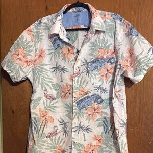 Izod Tropical Print Men's Shirt - Orange, Green, Blue